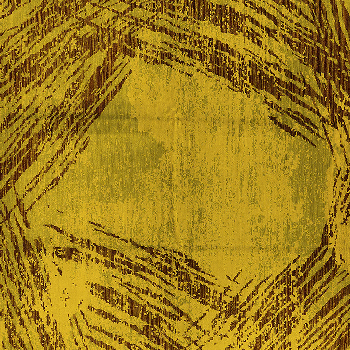 Square Machine Washable Oriental Yellow Industrial Rug, wshurb596yw