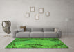 Machine Washable Oriental Green Industrial Area Rugs in a Living Room,, wshurb596grn