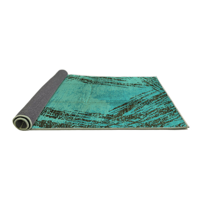 Sideview of Oriental Turquoise Industrial Rug, urb596turq