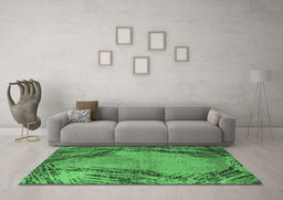 Machine Washable Oriental Emerald Green Industrial Area Rugs in a Living Room,, wshurb596emgrn