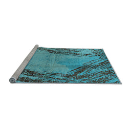 Sideview of Machine Washable Oriental Light Blue Industrial Rug, wshurb596lblu