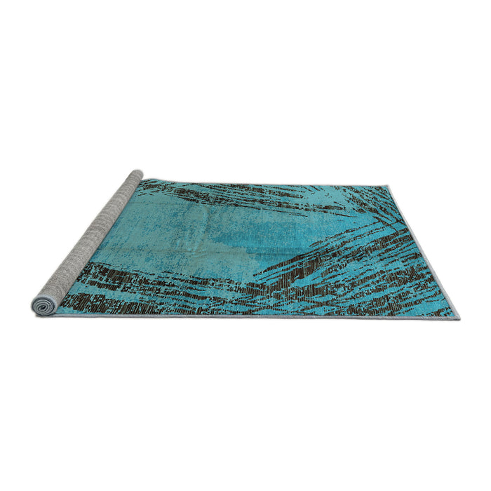 Sideview of Machine Washable Oriental Light Blue Industrial Rug, wshurb596lblu
