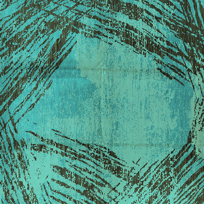 Square Oriental Turquoise Industrial Rug, urb596turq