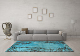 Machine Washable Oriental Light Blue Industrial Rug in a Living Room, wshurb596lblu