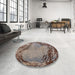 Round Machine Washable Industrial Modern Sepia Brown Rug in a Office, wshurb596