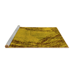 Sideview of Machine Washable Oriental Yellow Industrial Rug, wshurb596yw