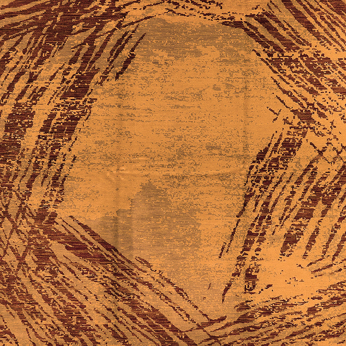 Square Machine Washable Oriental Orange Industrial Area Rugs, wshurb596org