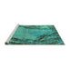 Sideview of Machine Washable Oriental Turquoise Industrial Area Rugs, wshurb596turq