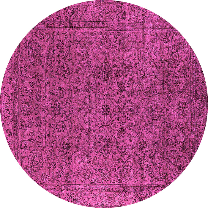 Round Machine Washable Oriental Pink Industrial Rug, wshurb597pnk