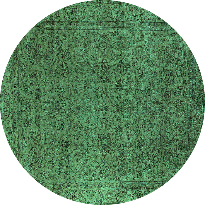 Round Machine Washable Oriental Turquoise Industrial Area Rugs, wshurb597turq