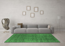 Machine Washable Oriental Emerald Green Industrial Area Rugs in a Living Room,, wshurb597emgrn