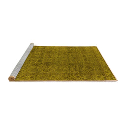 Sideview of Machine Washable Oriental Yellow Industrial Rug, wshurb597yw