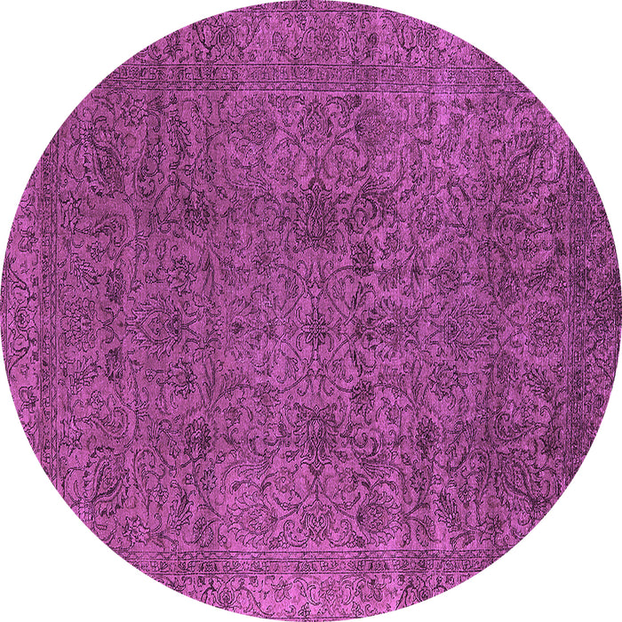 Round Machine Washable Oriental Purple Industrial Area Rugs, wshurb597pur