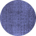 Round Oriental Blue Industrial Rug, urb597blu