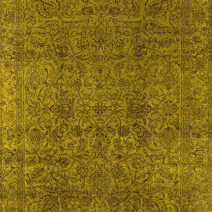 Machine Washable Oriental Yellow Industrial Rug, wshurb597yw