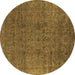 Round Oriental Brown Industrial Rug, urb597brn