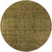 Round Mid-Century Modern Dark Bronze Brown Oriental Rug, urb597