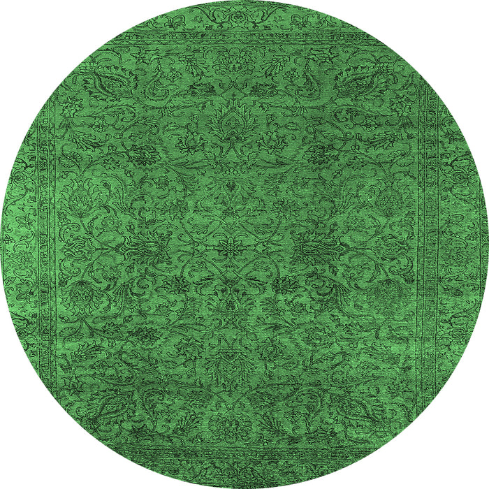 Round Oriental Emerald Green Industrial Rug, urb597emgrn