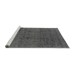 Sideview of Machine Washable Oriental Gray Industrial Rug, wshurb597gry