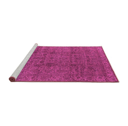 Sideview of Machine Washable Oriental Pink Industrial Rug, wshurb597pnk