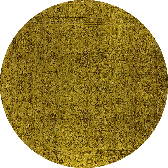 Round Oriental Yellow Industrial Rug, urb597yw