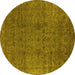 Round Oriental Yellow Industrial Rug, urb597yw