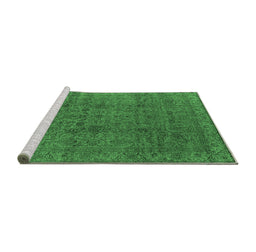 Sideview of Machine Washable Oriental Emerald Green Industrial Area Rugs, wshurb597emgrn