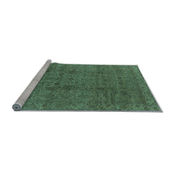 Sideview of Machine Washable Oriental Light Blue Industrial Rug, wshurb597lblu