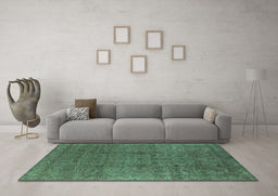 Machine Washable Oriental Light Blue Industrial Rug in a Living Room, wshurb597lblu