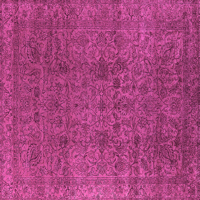 Square Machine Washable Oriental Pink Industrial Rug, wshurb597pnk