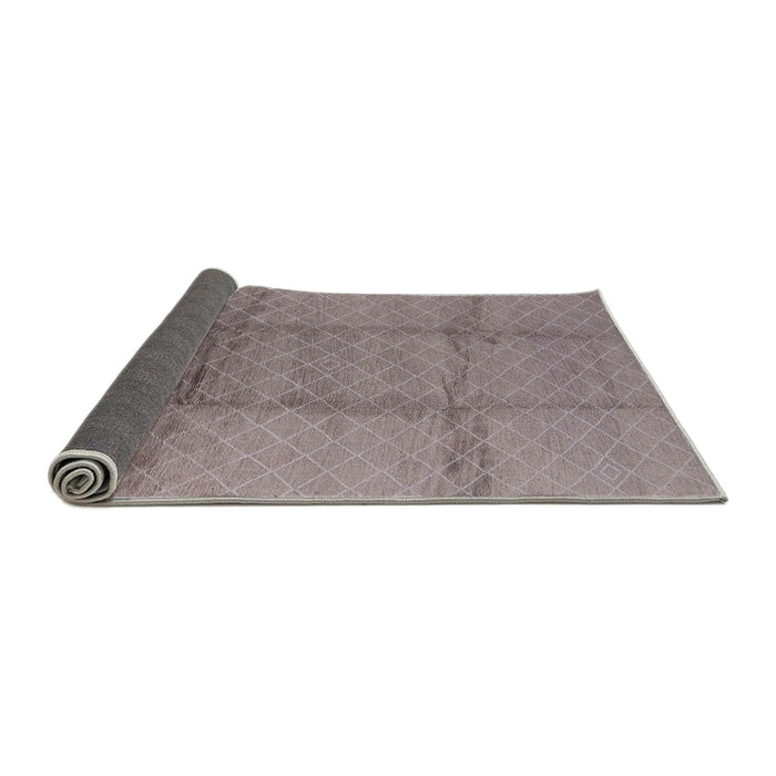 Sideview of Mid-Century Modern Mauve Taupe Purple Solid Rug, urb598