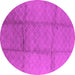 Round Machine Washable Solid Pink Modern Rug, wshurb598pnk
