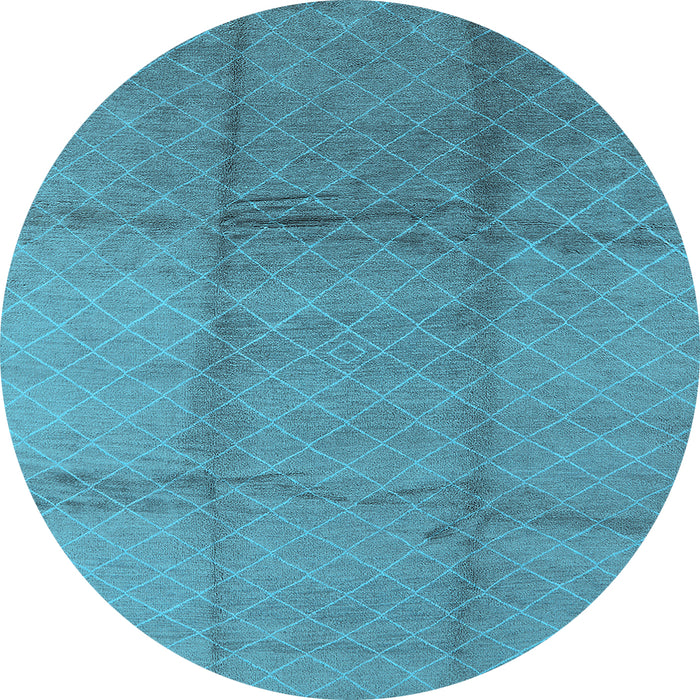 Round Machine Washable Solid Light Blue Modern Rug, wshurb598lblu