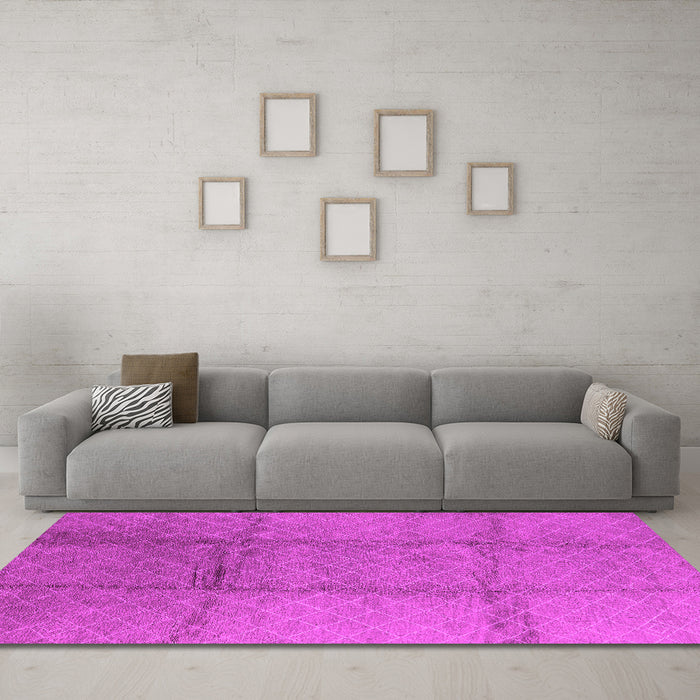 Machine Washable Solid Pink Modern Rug in a Living Room, wshurb598pnk