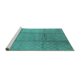 Sideview of Machine Washable Solid Turquoise Modern Area Rugs, wshurb598turq
