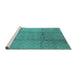 Sideview of Machine Washable Solid Turquoise Modern Area Rugs, wshurb598turq
