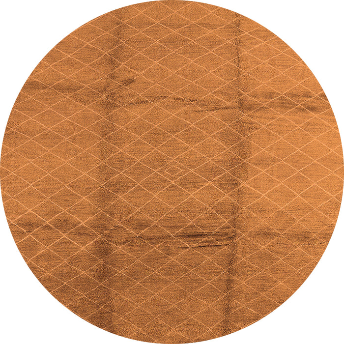Round Machine Washable Solid Orange Modern Area Rugs, wshurb598org