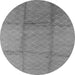 Round Machine Washable Solid Gray Modern Rug, wshurb598gry