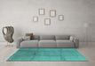 Machine Washable Solid Turquoise Modern Area Rugs in a Living Room,, wshurb598turq