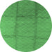 Round Machine Washable Solid Emerald Green Modern Area Rugs, wshurb598emgrn