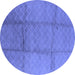 Round Machine Washable Solid Blue Modern Rug, wshurb598blu