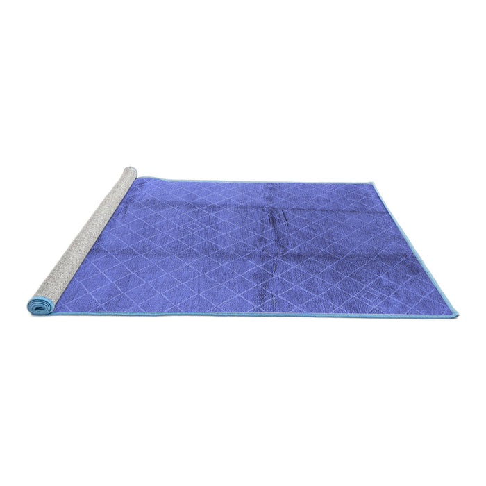 Sideview of Machine Washable Solid Blue Modern Rug, wshurb598blu
