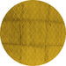 Round Machine Washable Solid Yellow Modern Rug, wshurb598yw
