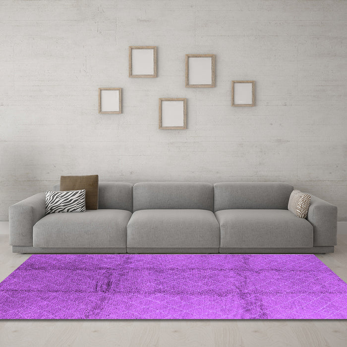 Machine Washable Solid Purple Modern Area Rugs in a Living Room, wshurb598pur