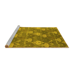 Sideview of Machine Washable Oriental Yellow Industrial Rug, wshurb599yw