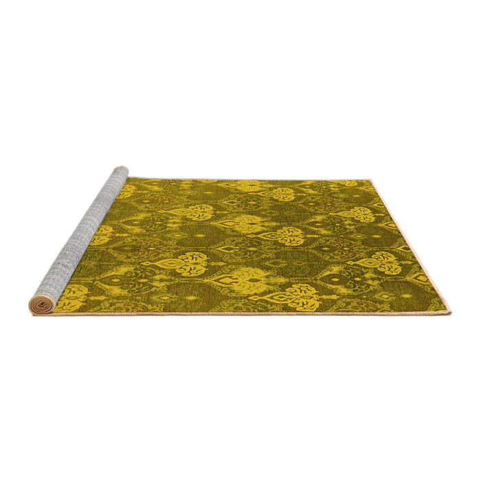 Sideview of Machine Washable Oriental Yellow Industrial Rug, wshurb599yw