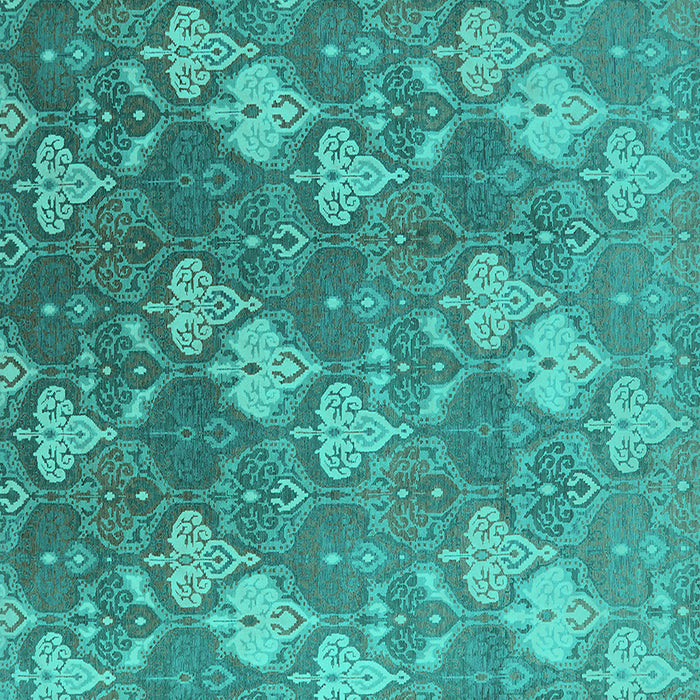 Square Oriental Turquoise Industrial Rug, urb599turq