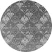 Round Machine Washable Oriental Gray Industrial Rug, wshurb599gry