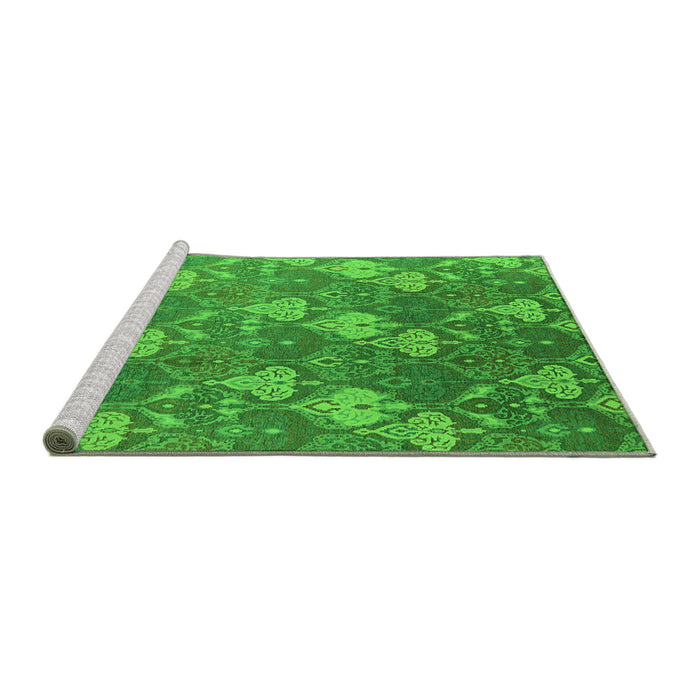 Sideview of Machine Washable Oriental Green Industrial Area Rugs, wshurb599grn