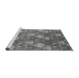 Sideview of Machine Washable Oriental Gray Industrial Rug, wshurb599gry